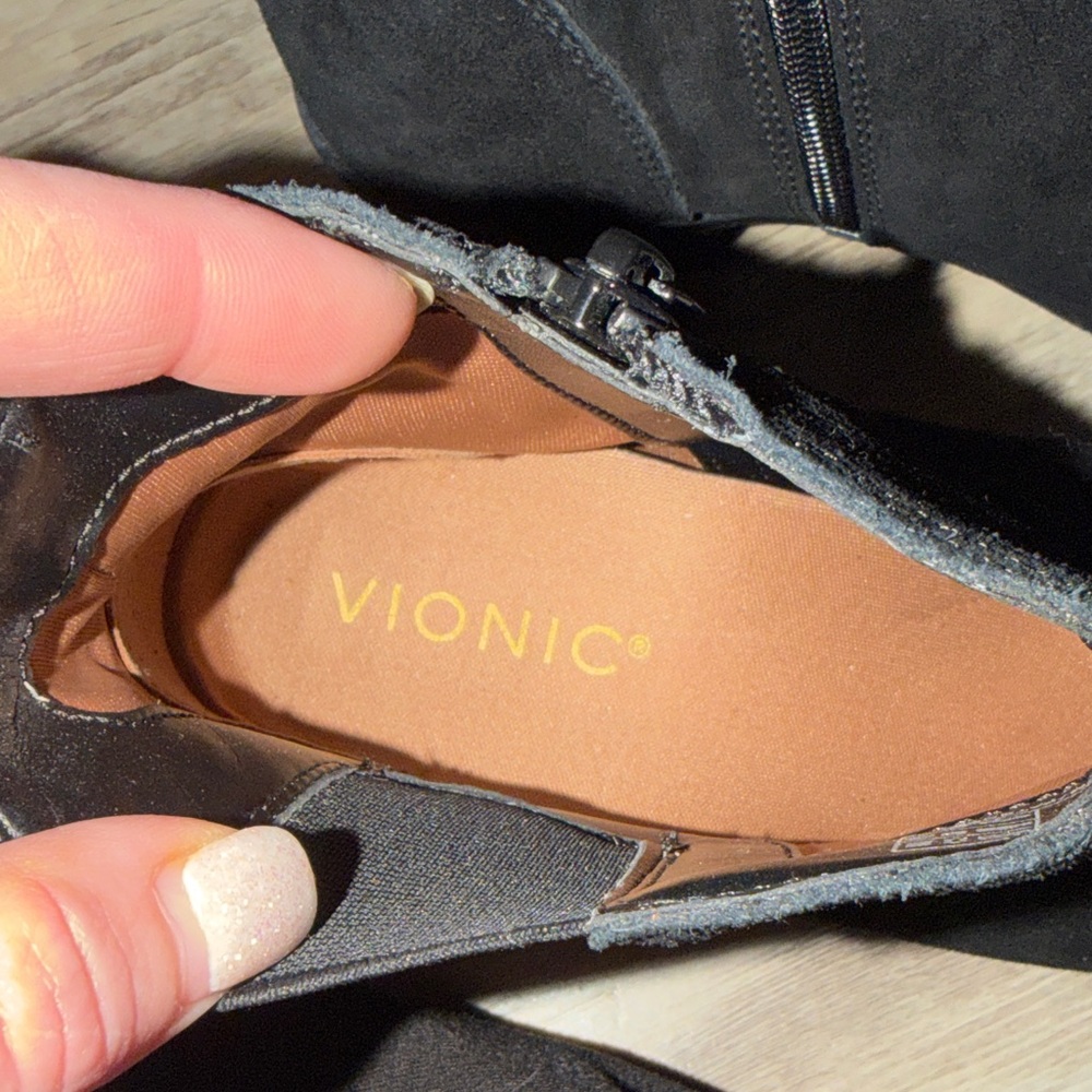 Vionic Black Suede Ankle Booties with Low Block Heel - Picture 3 of 3